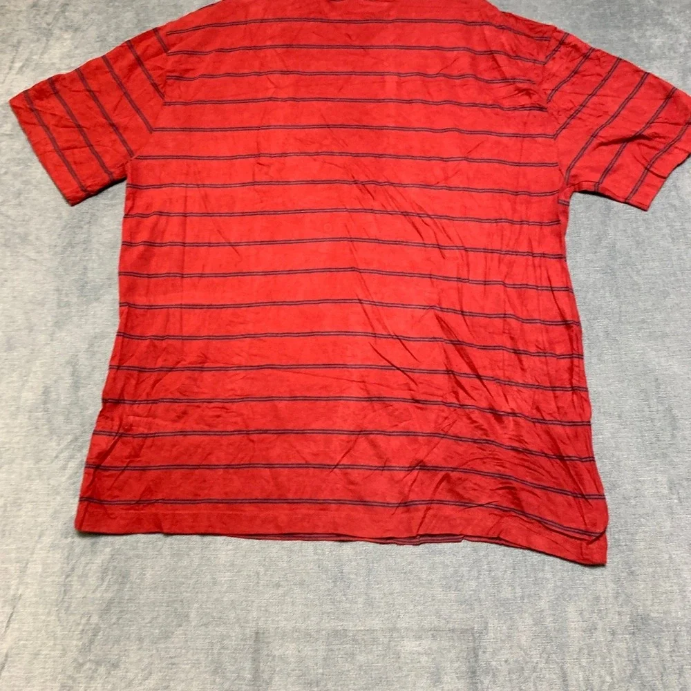 Tommy Hilfiger T Shirt Mens XL Scarlet Red Striped Crew Neck Casual Pullover